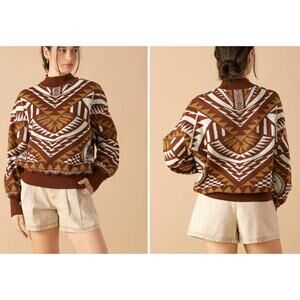 LIKE NEW Flying Tomato Brown Geometric Sweater - Large